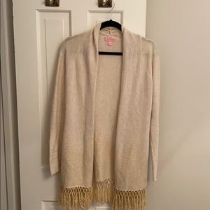 Gold Lilly Pulitzer Tasseled Cardigan